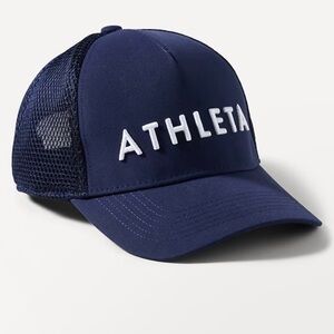 Athleta NWT Icon Navy Mesh Logo Trucker Cap